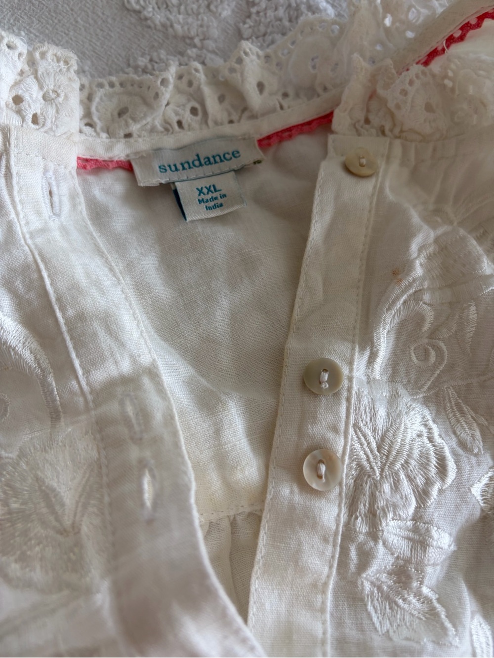 Sundance White Embroidered Pleasant Prairie Tunic Size XXL - Picture 4 of 5